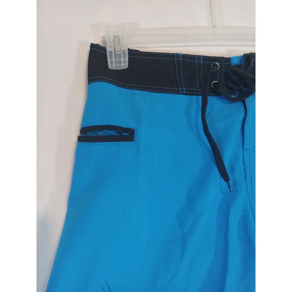Tormenter Fishbone Board Shorts Men's 32 Blue Cargo Swim Trunks Surfing Vacation